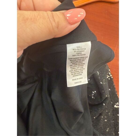 Crown & Ivy Black Tiered Sequin V-Neck Long Sleeve Dress sz XL EUC - Picture 11 of 11